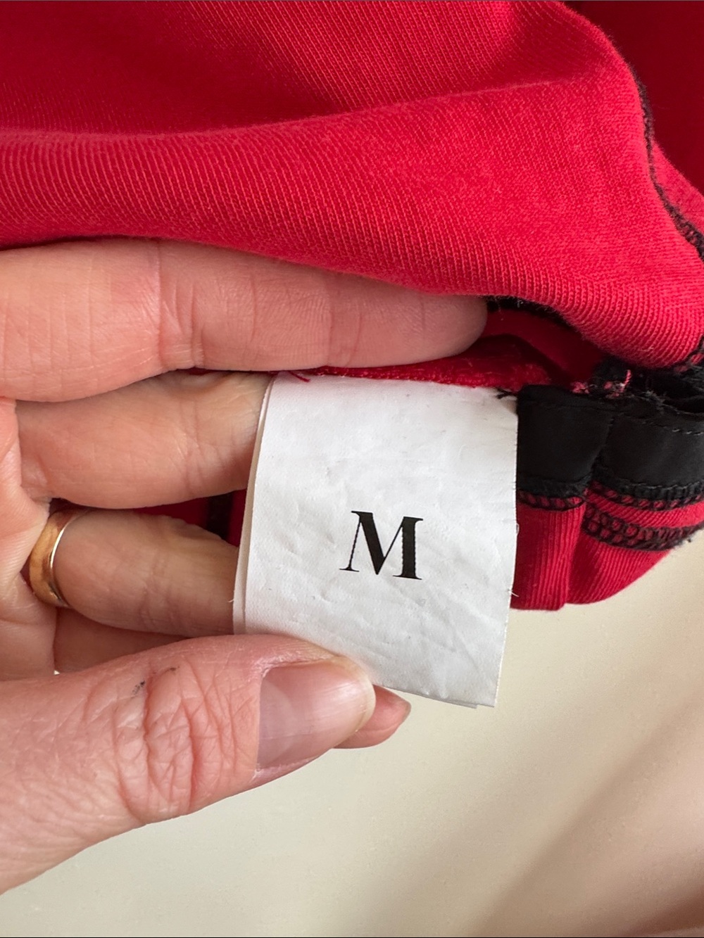 Red Crop Top with Contrast Stitching - - Picture 3 of 5